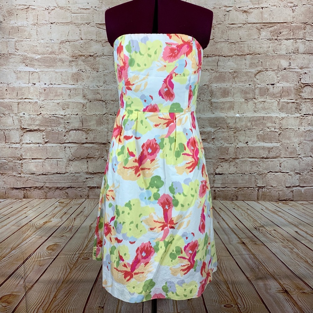 NWT J crew floral strapless dress sz 2 fully lined